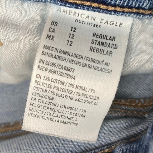 American Eagle Women's Denim Blue Distressed Mom Jeans Size 12 - Picture 4 of 12